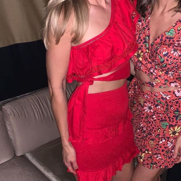 Lover Friends red crop skirt set medium m - Picture 1 of 4